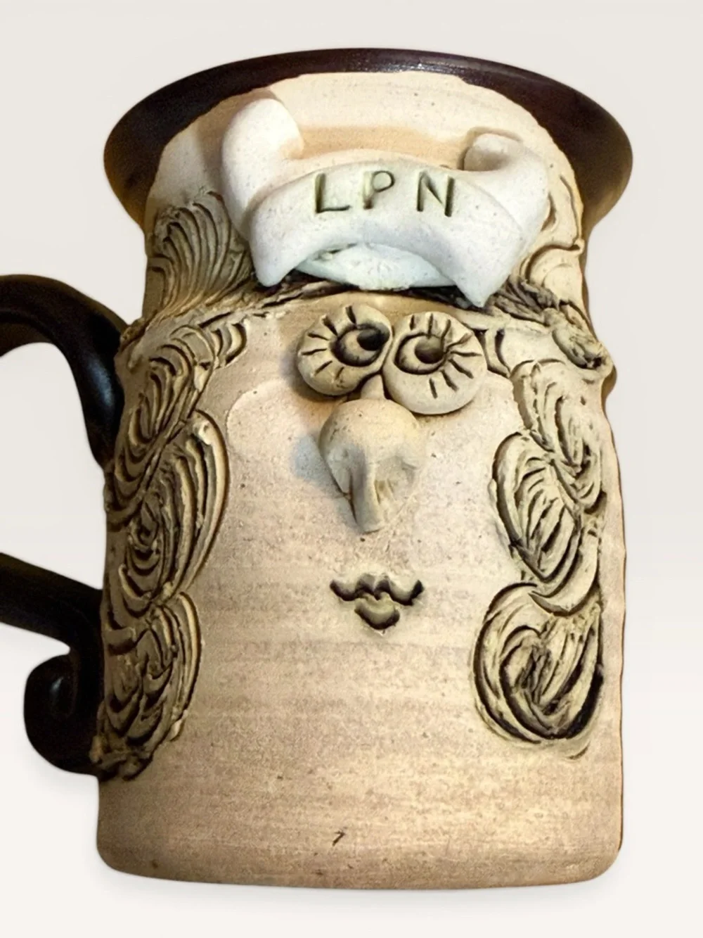 Bradford Studio Art Pottery 3D Female LPN Face Mug